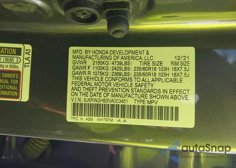 2022 Honda Cr-V Awd Ex-L from USA, damaged, VIN 5J6RW2H83NA003451